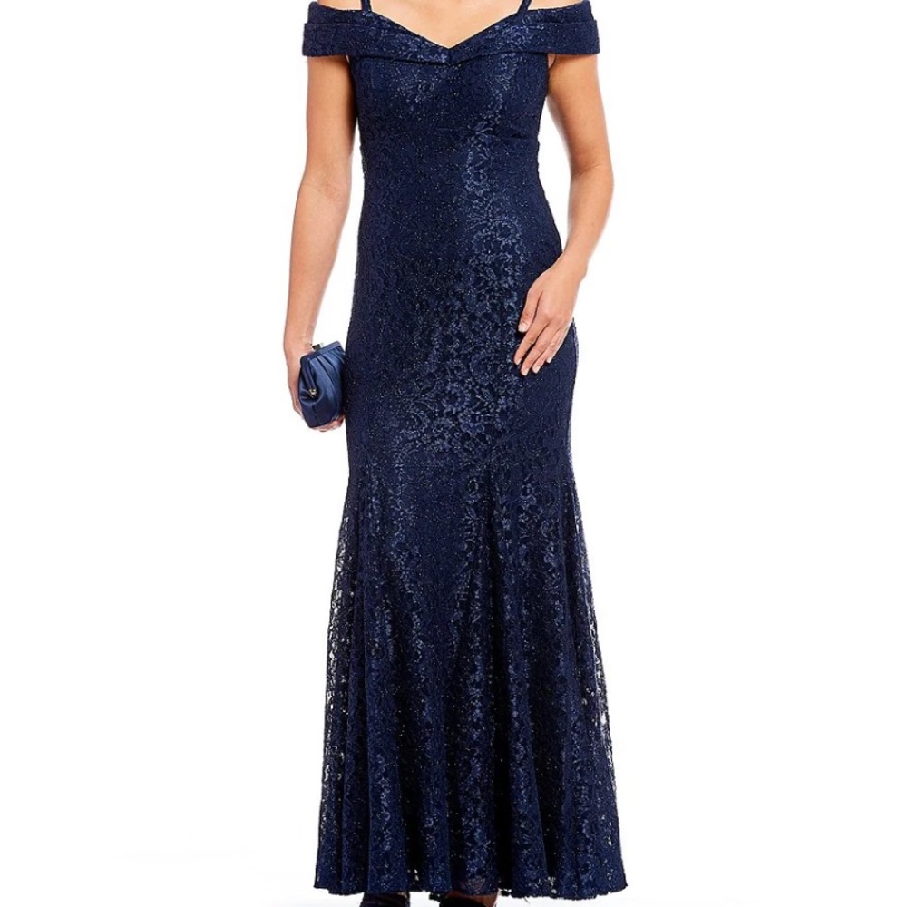 R & M Richards Navy Formal Gown (long)